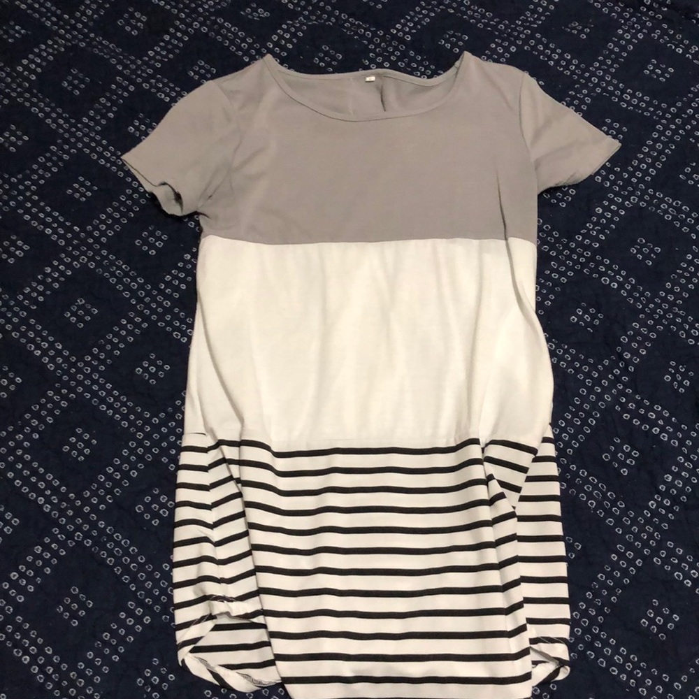 Longer length color block short sleeved top